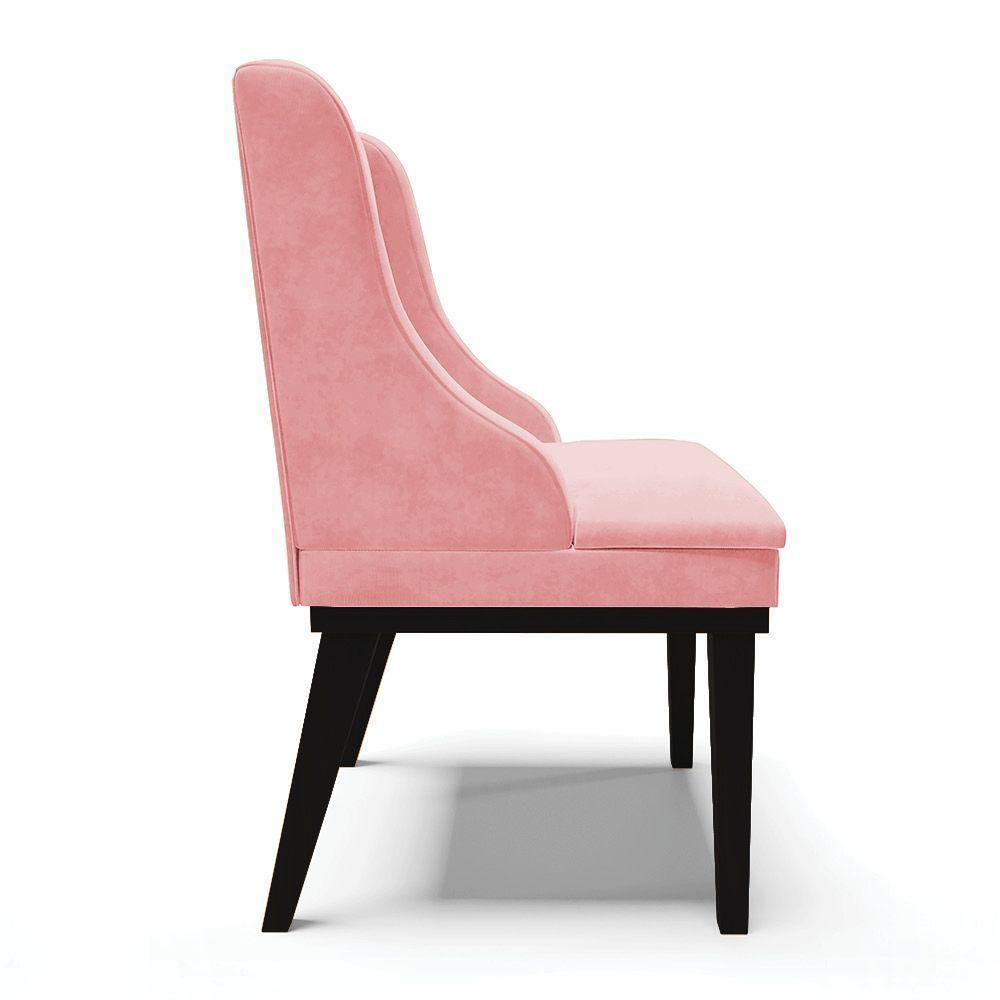 Kit 04 Cadeiras De Jantar Suede Rosa Bebê Base Madeira - 6