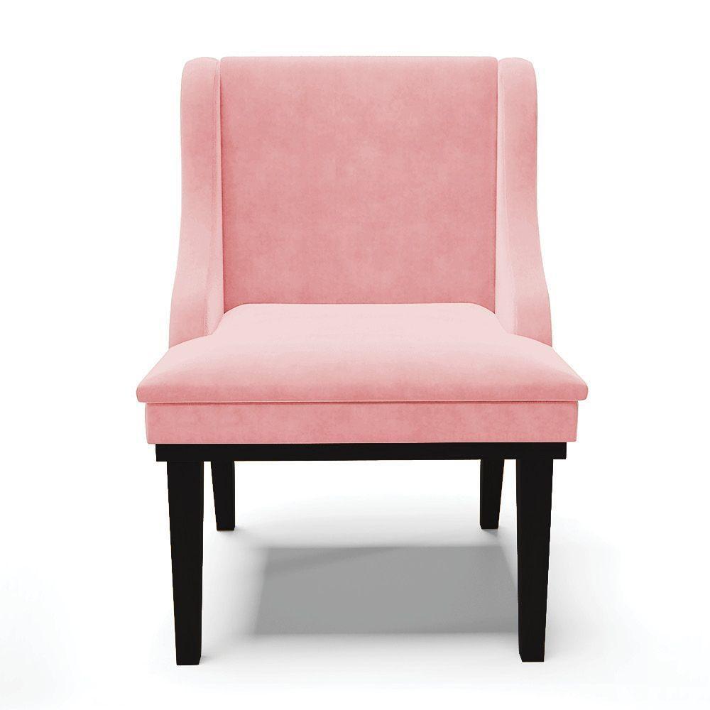Kit 04 Cadeiras De Jantar Suede Rosa Bebê Base Madeira - 7