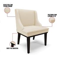 Cadeira De Jantar Liz Corino Base Fixa Madeira Preto Bege