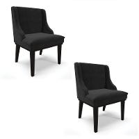 Kit 02 Cadeiras De Jantar Suede Preto Base Fixa Madeira - 1
