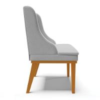 Kit 08 Cadeiras De Jantar Linho Cinza Base Madeira Castanho - 6