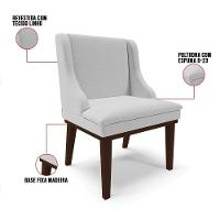 Kit 06 Cadeiras De Jantar Linho Base Madeira Cor Cinza