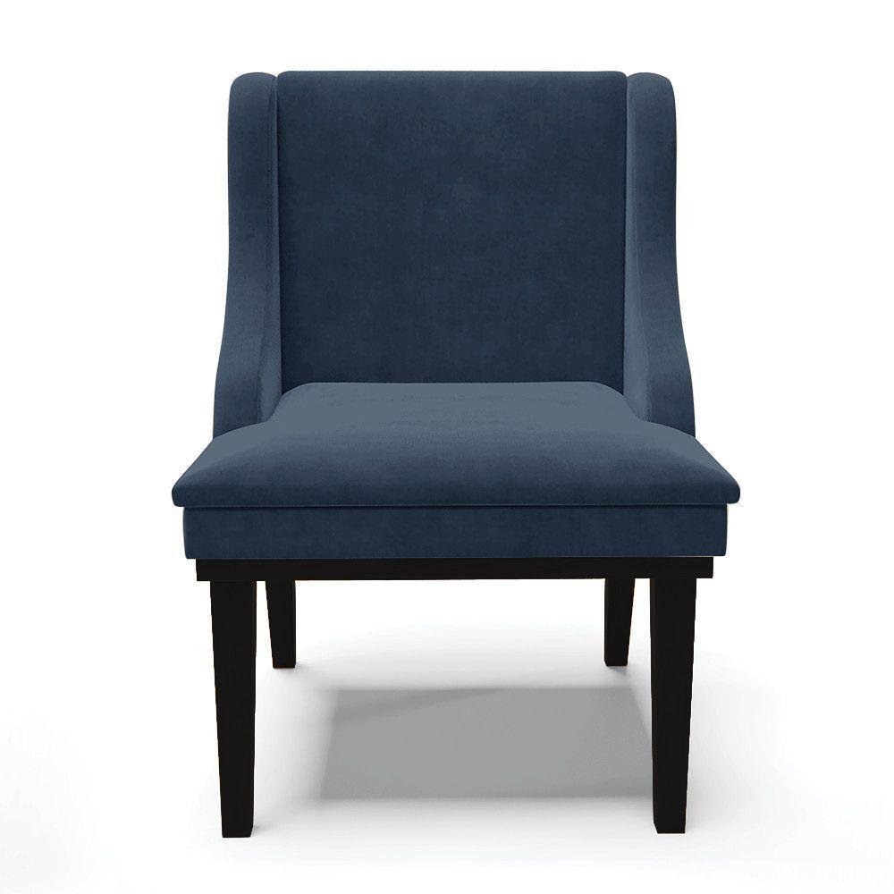 Kit 04 Cadeiras De Jantar Suede Azul Marinho Base Madeira - 7