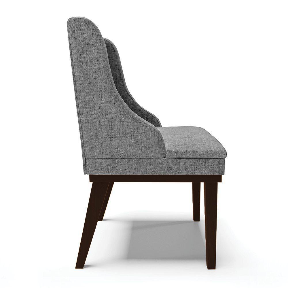 Kit 06 Cadeiras De Jantar Linho Base Madeira Cor Grafite - 6