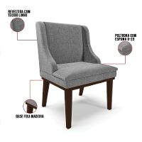 Kit 06 Cadeiras De Jantar Linho Base Madeira Cor Grafite