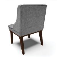 Kit 06 Cadeiras De Jantar Linho Base Madeira Cor Grafite - 5