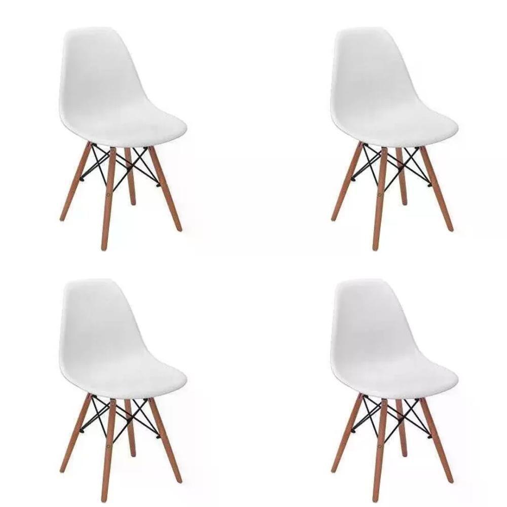 Kit 04 Cadeira Charles Eames Eiffel - Branco Branco - 1
