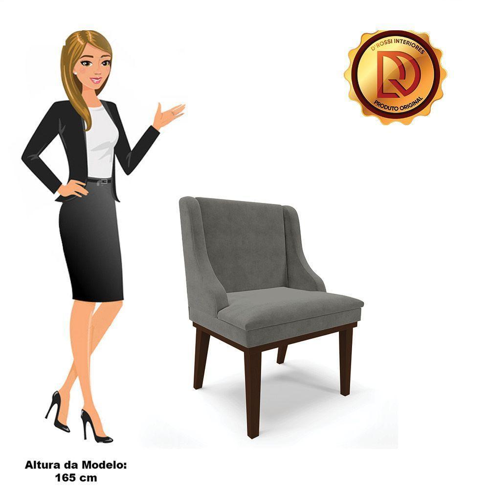 Kit 08 Cadeiras De Jantar Suede Grafite Base Fixa Madeira - 3