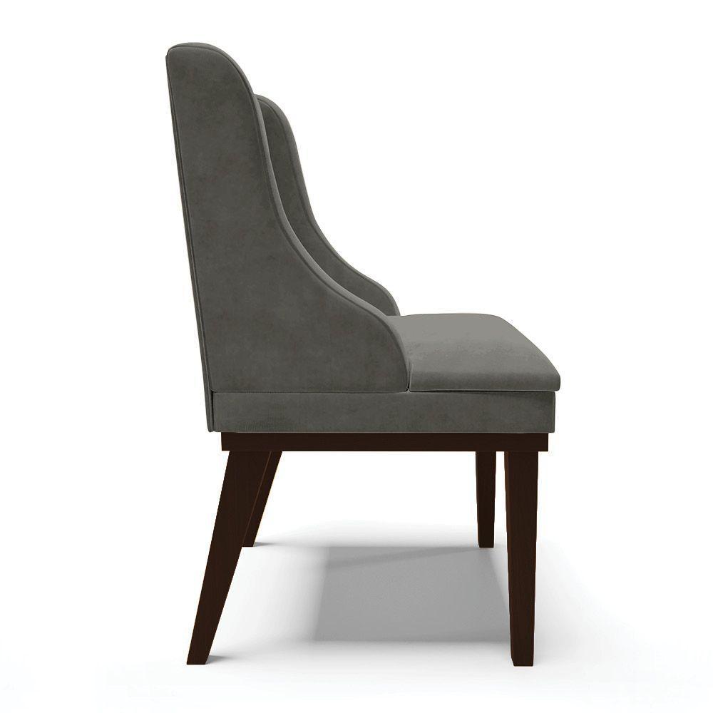 Kit 08 Cadeiras De Jantar Suede Grafite Base Fixa Madeira - 6