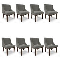 Kit 08 Cadeiras De Jantar Suede Grafite Base Fixa Madeira - 1