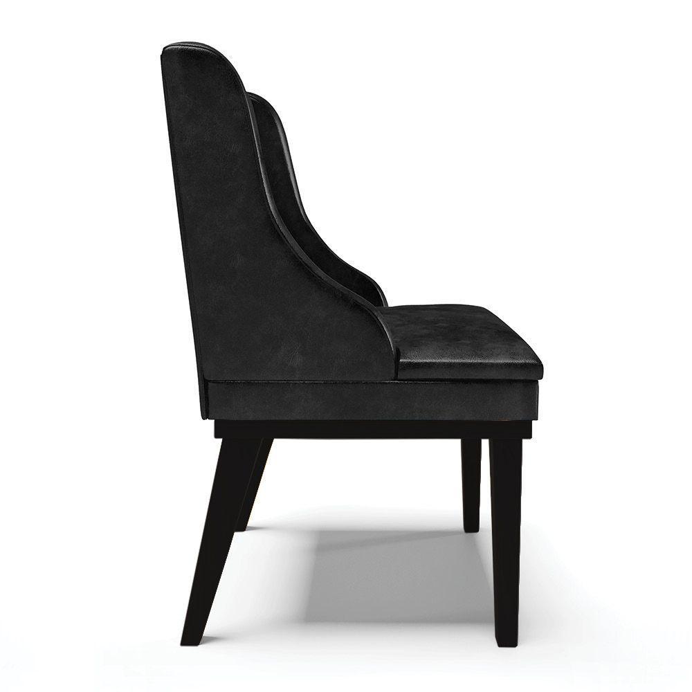 Kit 06 Cadeiras De Jantar Corano Preto Base Madeira - 5