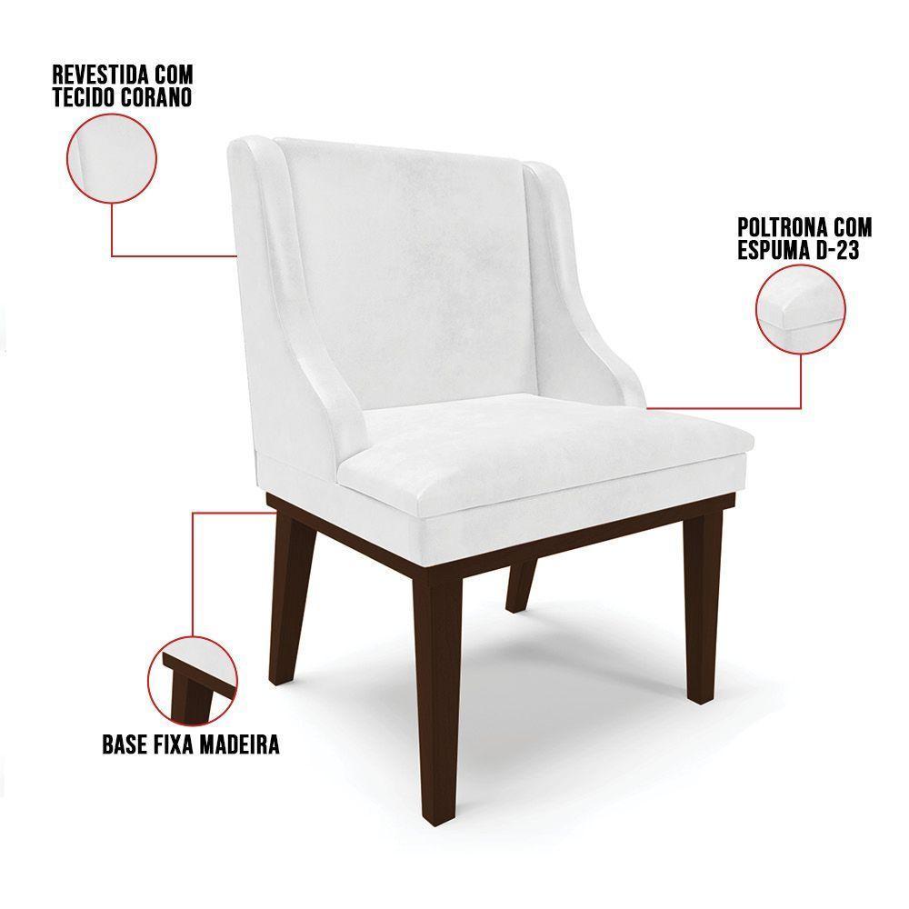 Kit 06 Cadeiras De Jantar Corano Branco Base Madeira - 4