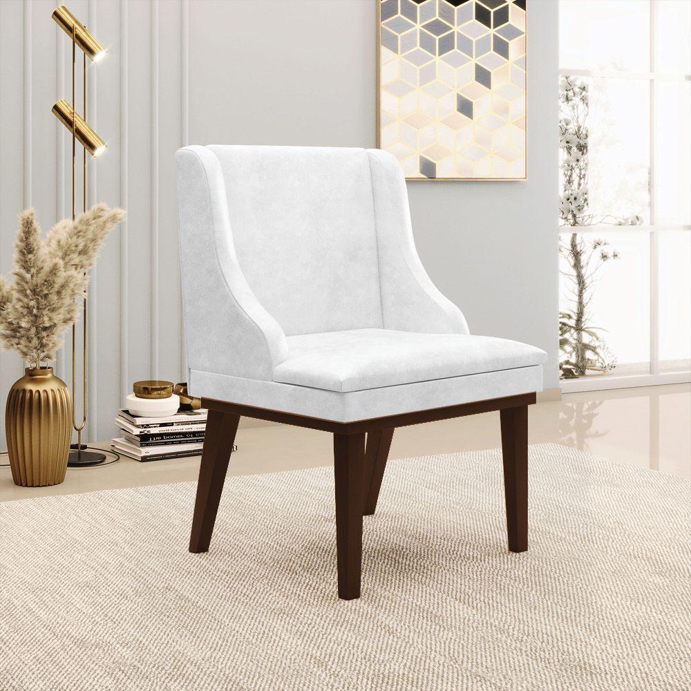 Kit 06 Cadeiras De Jantar Corano Branco Base Madeira - 8