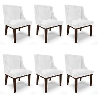 Kit 06 Cadeiras De Jantar Corano Branco Base Madeira - 1
