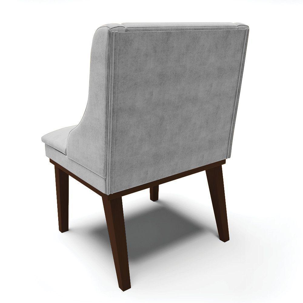 Kit 06 Cadeiras De Jantar Base Madeira Tabaco Cinza - 5