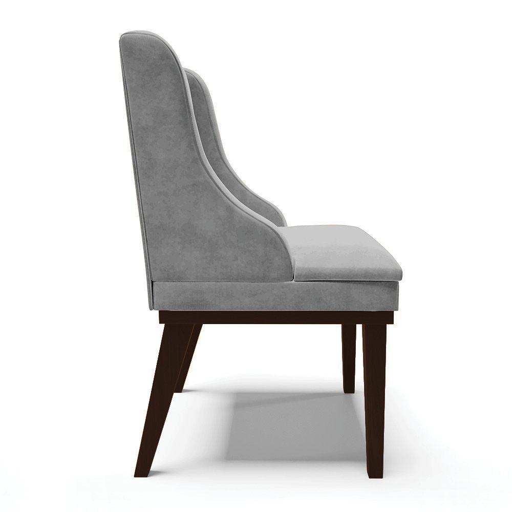 Kit 06 Cadeiras De Jantar Base Madeira Tabaco Cinza - 6