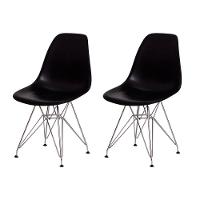Kit 2 Cadeiras Eiffel Eames Preta Base Cromada - 1