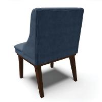 Kit 06 Cadeiras De Jantar Suede Azul Marinho Base Madeira - 5