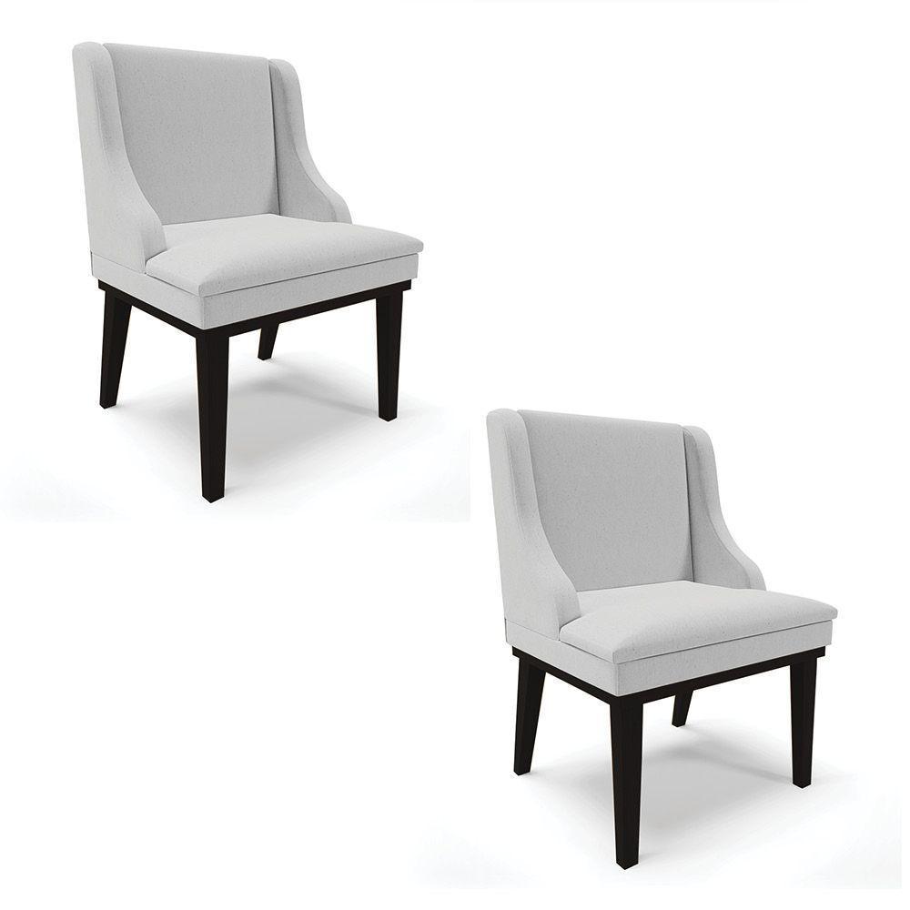 Kit 02 Cadeiras De Jantar Liz Base Madeira Preto A05 Cinza - 1