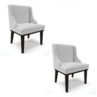 Kit 02 Cadeiras De Jantar Liz Base Madeira Preto A05 Cinza - 1