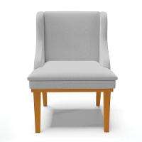 Kit 04 Cadeiras De Jantar Linho Cinza Base Madeira Castanho - 7