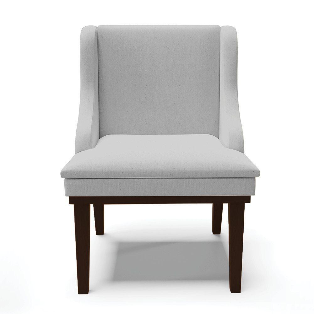 Kit 06 Cadeiras De Jantar Linho Cinza Base Madeira - 9