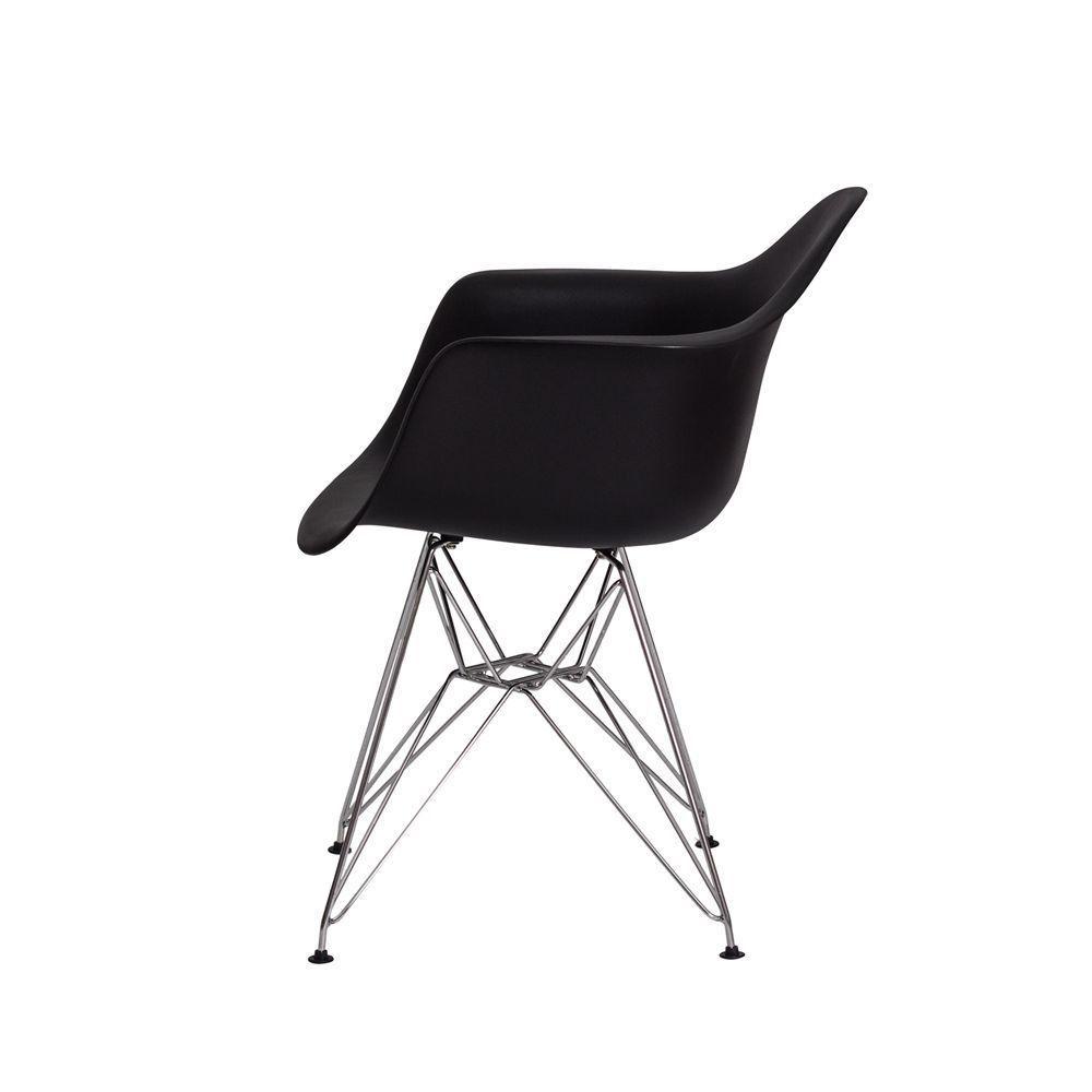 Cadeira Eiffel Eames C/ Braço Base Cromada Preta - 4