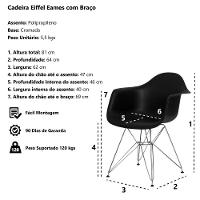 Cadeira Eiffel Eames C/ Braço Base Cromada Preta - 2