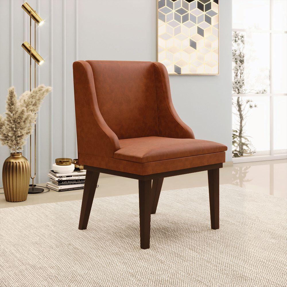 Kit 06 Cadeiras De Jantar Corano Nozes Base Madeira - 8