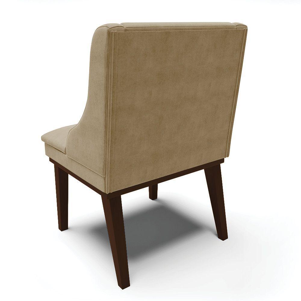 Kit 06 Cadeiras De Jantar Suede Marrom Rato Base Madeira - 5