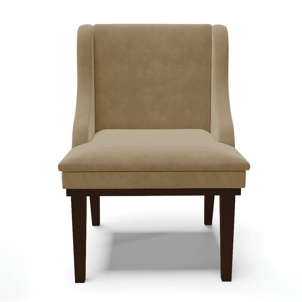 Kit 06 Cadeiras De Jantar Suede Marrom Rato Base Madeira - 7