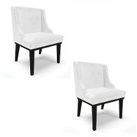 Kit 02 Cadeiras De Jantar Base Fixa Madeira Preto Cor Branco - 1