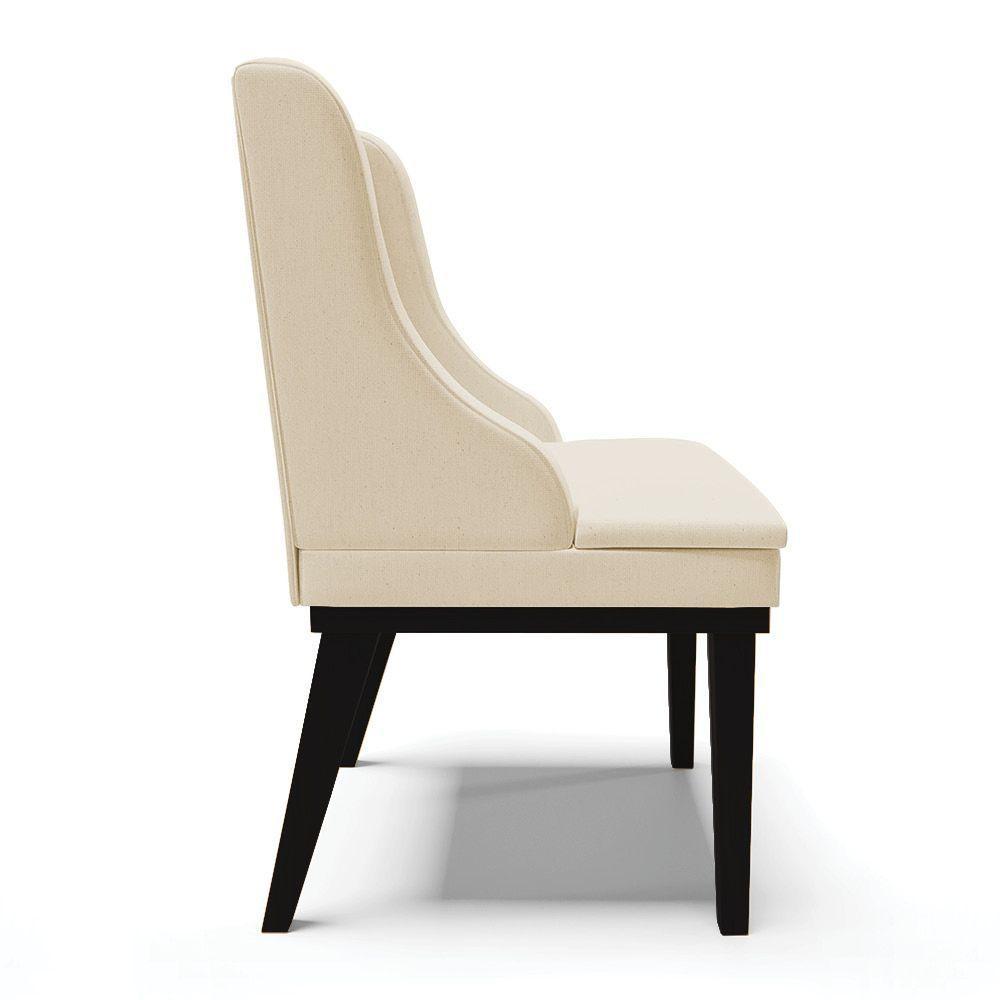 Kit 02 Cadeiras De Jantar Liz Base Madeira Preto A19 Bege - 4