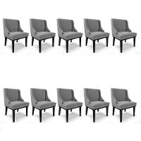 Kit 10 Cadeiras De Jantar Base Madeira Preto A26 Grafite - 1