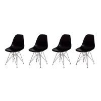 Kit 4 Cadeiras Eiffel Eames Preta Base Cromada - 1