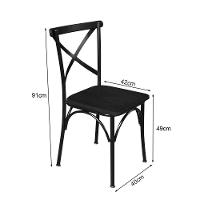 Kit 2 Cadeiras De Jantar Industrial Base Alumínio Paris - Preta - Marrom - 4