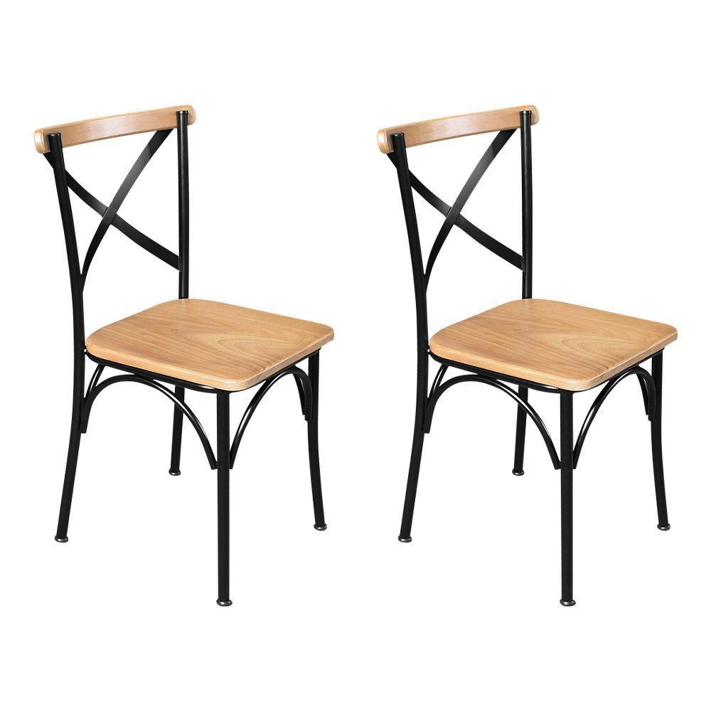 Kit 2 Cadeiras De Jantar Industrial Paris Base Alumínio - Natural - Bege - 1