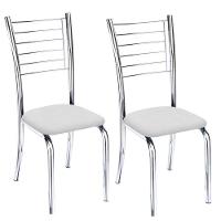 Kit 2 Cadeiras Iara Cromada Para Cozinha Branco - 5