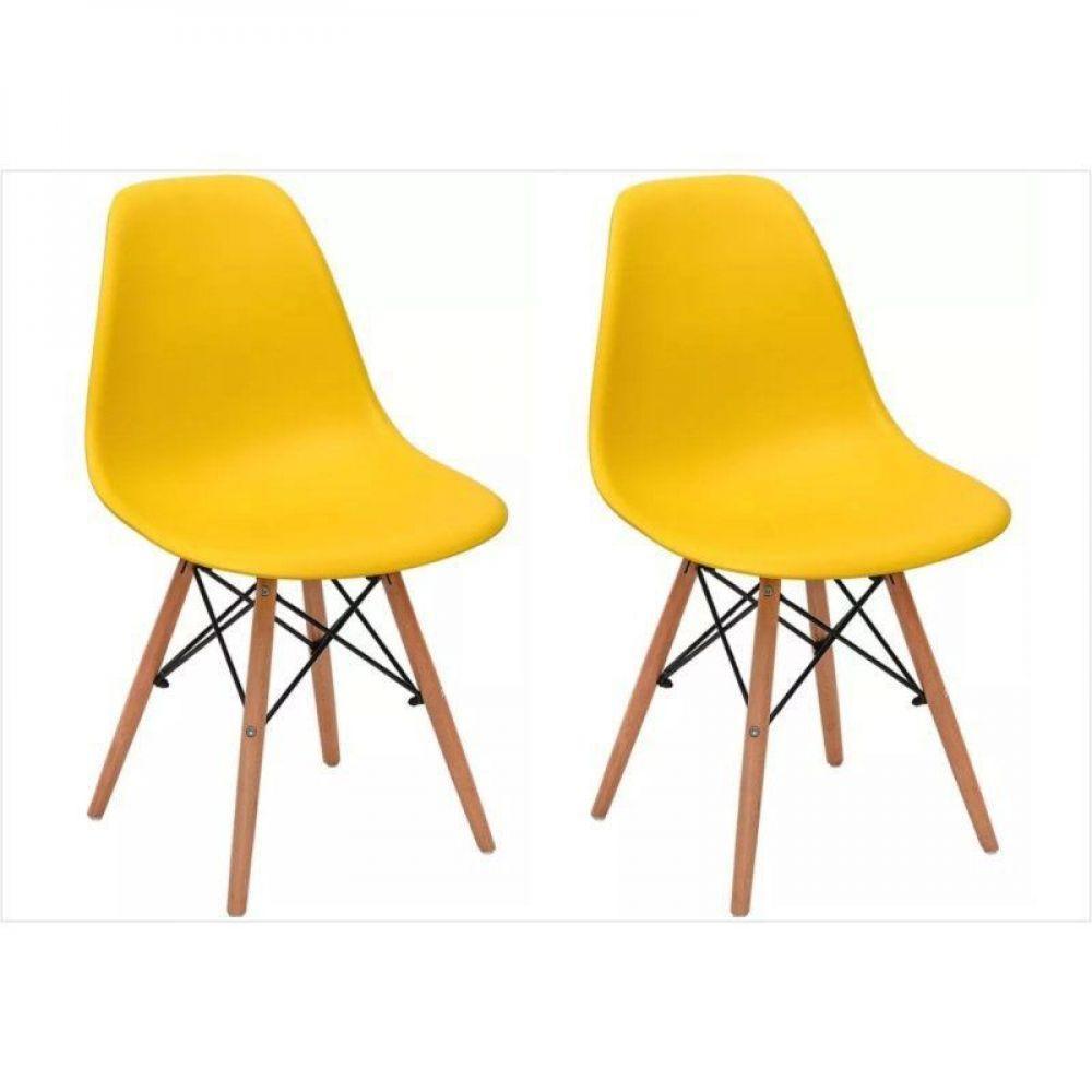 Kit 02 Cadeiras Eiffel Charles Eames Abs Base De Madeira Dsw - 1