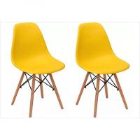 Kit 02 Cadeiras Eiffel Charles Eames Abs Base De Madeira Dsw - 1