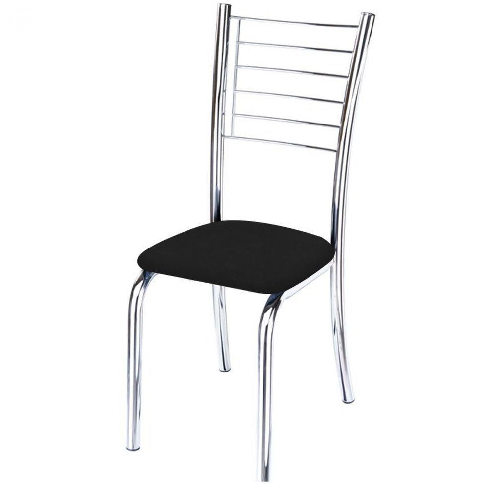 Kit 3 Cadeiras Vanessa Cromada Para Cozinha Preto - 3