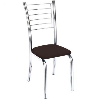 Cadeira Lara Cromada Para Cozinha Corino Marrom