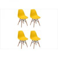 Kit 04 Cadeiras Eiffel Charles Eames Abs Base De Madeira Dsw - 1