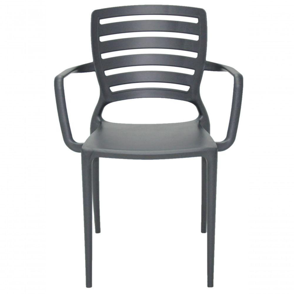 Cadeira Sofia Encosto Vazado com Braço Grafite Tramontina - 10