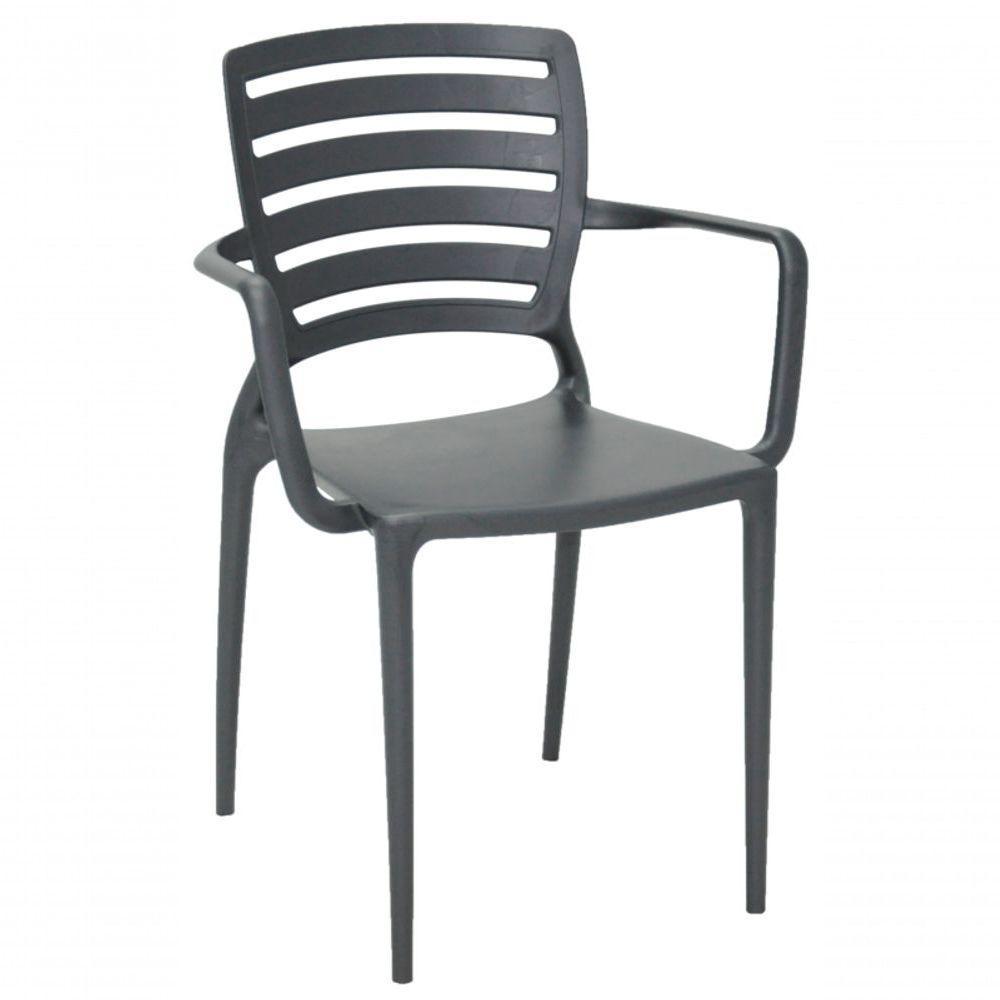 Cadeira Sofia Encosto Vazado com Braço Grafite Tramontina - 1