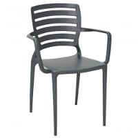 Cadeira Sofia Encosto Vazado com Braço Grafite Tramontina - 1