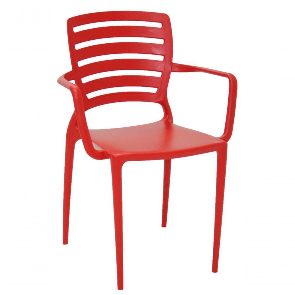 Cadeira Sofia Encosto Vazado com Braço Vermelha Tramontina - 1