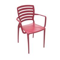 Cadeira Sofia Encosto Vazado com Braço Vermelha Tramontina - 3