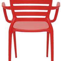 Cadeira Sofia Encosto Vazado com Braço Vermelha Tramontina