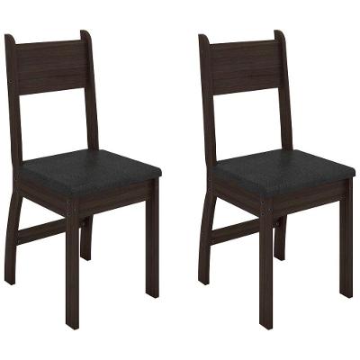 2 Cadeiras Sala De Jantar Milano Amendoa Preto Poliman
